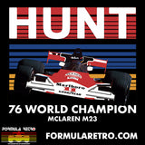 MCLAREN M23 - JAMES HUNT - 1976 F1 SEASON - Unisex t-shirt
